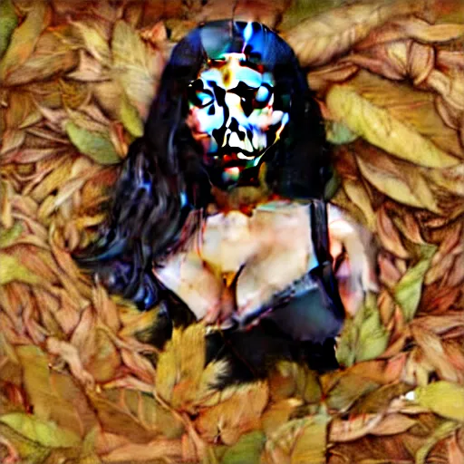 Prompt: nicki minaj clothed in leaves digital painting, photorealistic, in the style of greg rutkowski, full body, detailed face