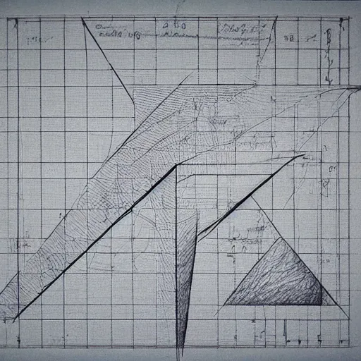 Image similar to impossible object, engineering drawing on blueprint paper