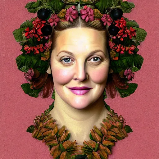 Prompt: drew barrymore on a smore digital painting by arcimboldo