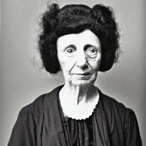 Image similar to photo portrait of a old female medical doctor photo by Diane Arbus and Louis Daguerre