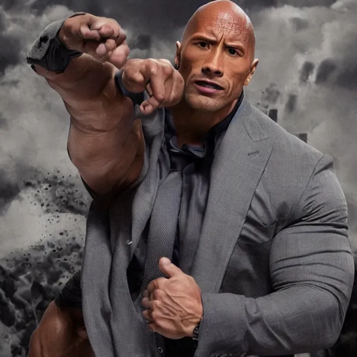 Prompt: dwayne johnson fighting crime, detailed sharp photo