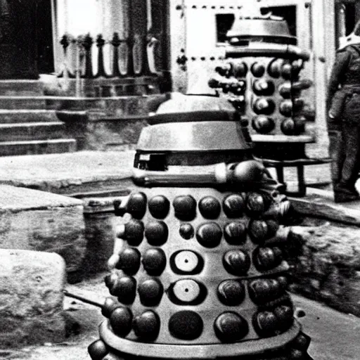 Image similar to dalek in old ww2 photo