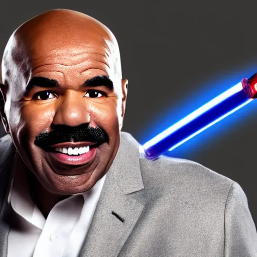 Prompt: steve harvey holding lightsaber, beautiful dynamic lighting, cinematic, extremely high detail, photo realistic, cinematic lighting, 8 k