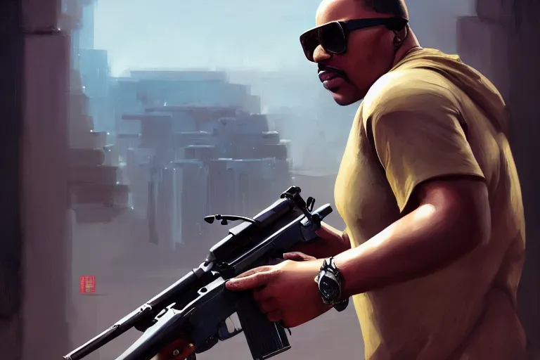 Image similar to portrait of stevie wonder holding an ak - 4 7, mexico set in background, charlie bowater, artgerm, ilya kuvshinov, krenz cushart, ruan jia, realism, ultra detailed, 8 k resolution