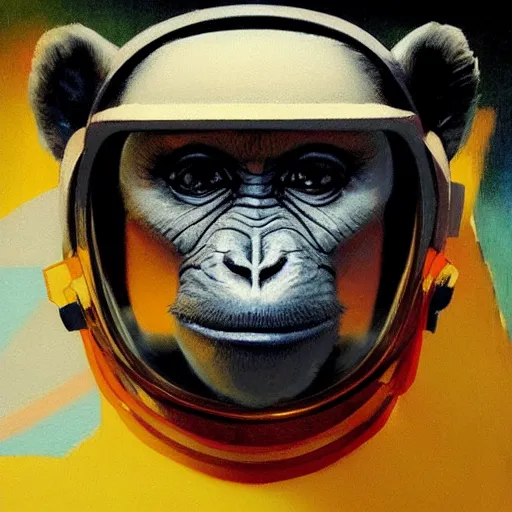 Prompt: Monkey Astronaut profile picture by Greg Rutkowski and Fujita, Goro and Kunkle, Brad, asymmetrical, Organic Painting , glitch, Matte Painting, geometric shapes, hard edges, street art, trending on the artstation, realistic, graffity:2 by Sachin Teng:4, blur: -5