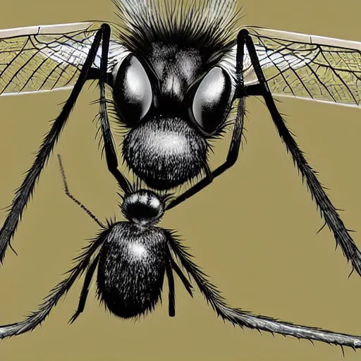 Image similar to digital art of mosquito close up highly detailed