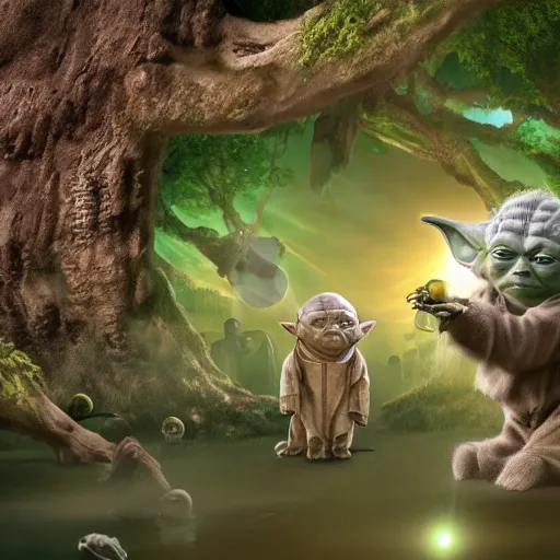 a civilization of members of Yoda's species | Stable Diffusion | OpenArt