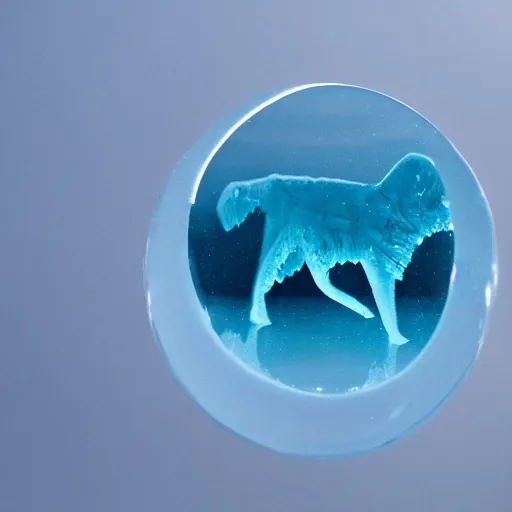 Image similar to A creature refracted through a slightly transparent frosted icesheet