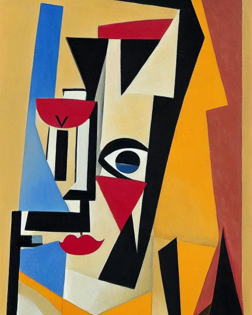 a painting of a man with a mustache, a cubist painting | Stable Diffusion