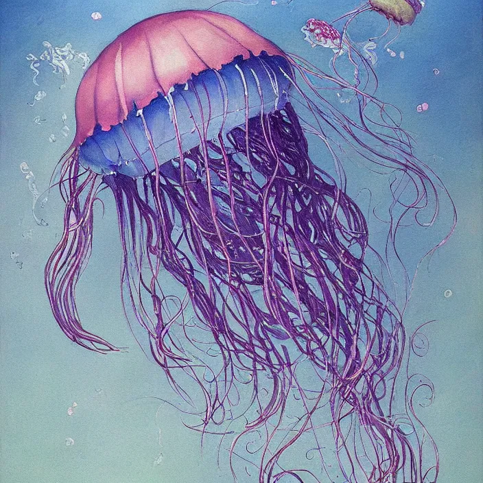 A watercolor painting of a crystal beautiful jellyfish – Most Incredible Art