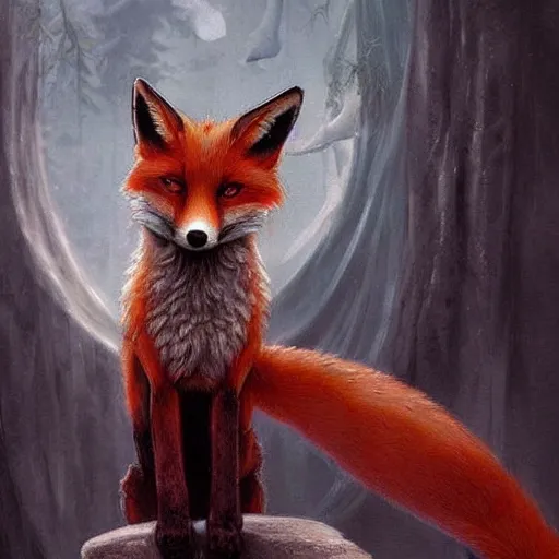 Image similar to a fox, dark fantasy art, epic fantasy art