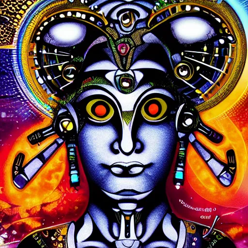 Image similar to a techno - spirit futurist cyborg hindu deva, future perfect, award winning digital art