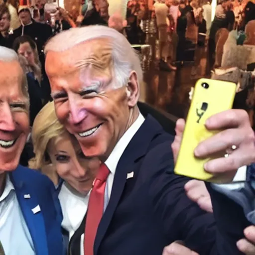 Image similar to earthworm Jim taking a selfie with Joe Biden