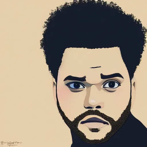 Image similar to the weeknd by studio ghibli, digital art, sharp focus, 4 k, ambient lighting, foggy, neon