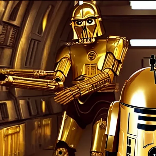 Image similar to screencap of c - 3 p 0 in a star wars movie