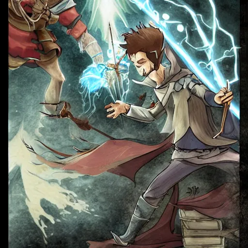 Prompt: epic battle between two wizards