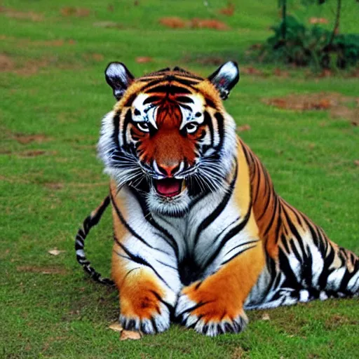 Image similar to A tiger showing off his muscles, featured on deviantart