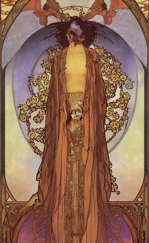 Prompt: the emperor, tarot, beautiful border, by alfons maria mucha, highly detailded