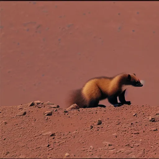 Prompt: a marten exploring the surface of mars