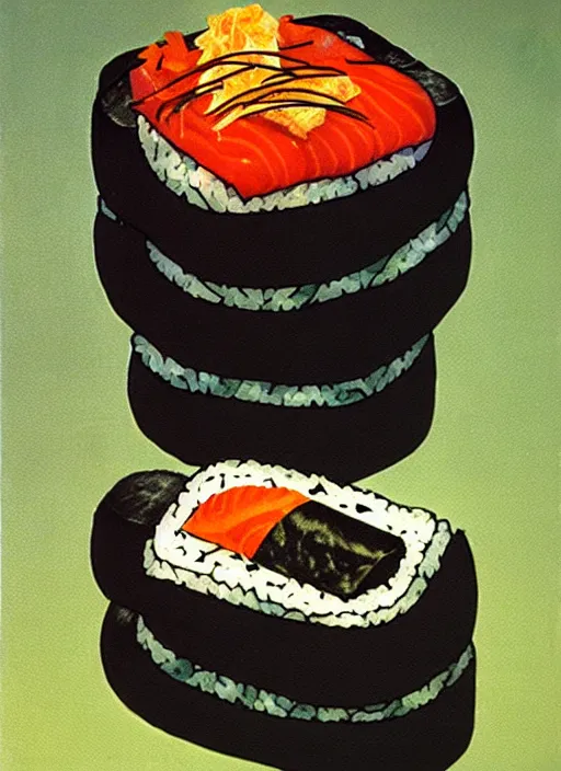 sushi acrilic painting