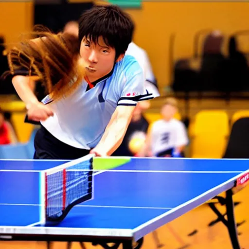 Image similar to table tennis match, anime style