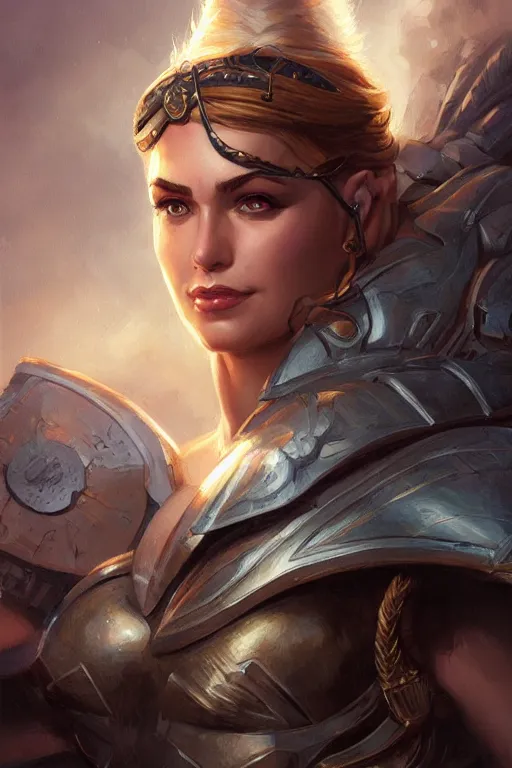 Image similar to amazon valkyrie athena, d & d, fantasy, portrait, highly detailed, headshot, digital painting, trending on artstation, concept art, sharp focus, illustration, art by artgerm and greg rutkowski and magali villeneuve