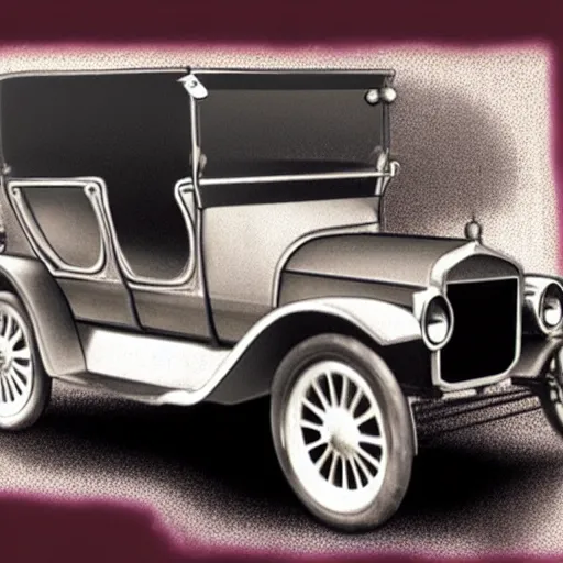 Prompt: a wax sketch of a ford model t