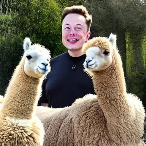 Prompt: elon musk as alpaca, photo