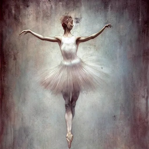 Prompt: ballet dancer :Pirouette by cy Twombly and BASTIEN LECOUFFE DEHARME