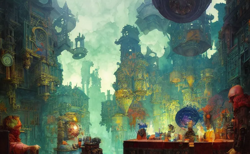 Image similar to alchemy laboratory, fantasy. intricate, amazing composition, colorful watercolor, by ruan jia, by maxfield parrish, by marc simonetti, by hikari shimoda, by robert hubert, by zhang kechun, illustration, gloomy