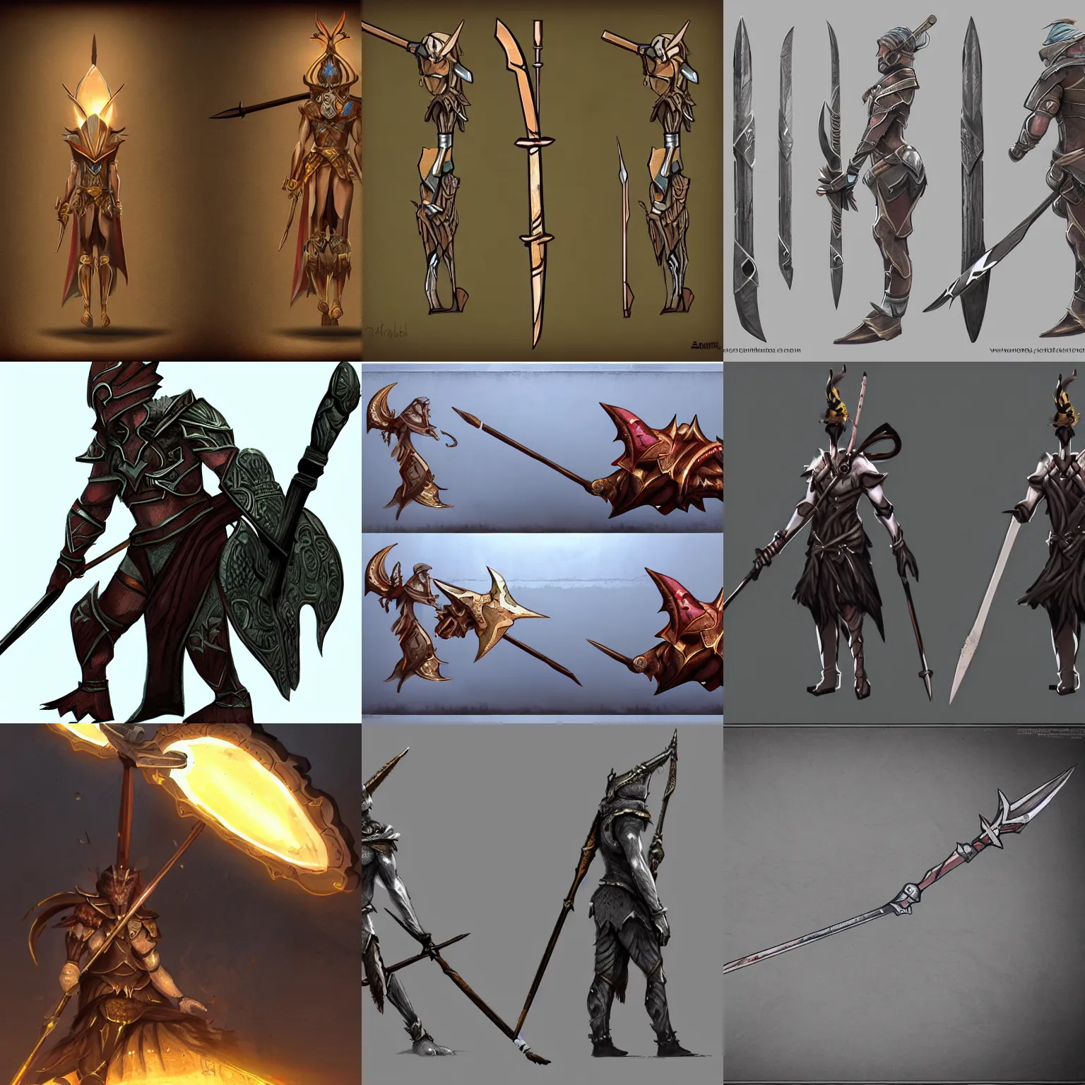 Prompt: video game concept art, a two sided spear, design