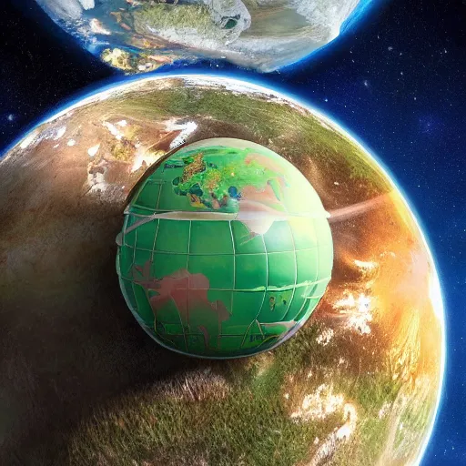 Prompt: a stack of turtles in space beneath a globe of the earth, earth globe on top