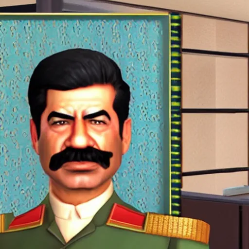 Prompt: saddam hussein as a sims character