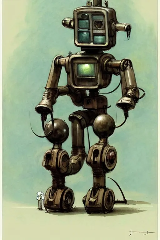 Image similar to (((((1950s servant android robot art . muted colors.))))) by Jean-Baptiste Monge !!!!!!!!!!!!!!!!!!!!!!!!!!!