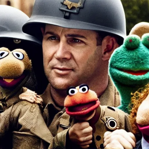 Image similar to saving private ryan with muppets