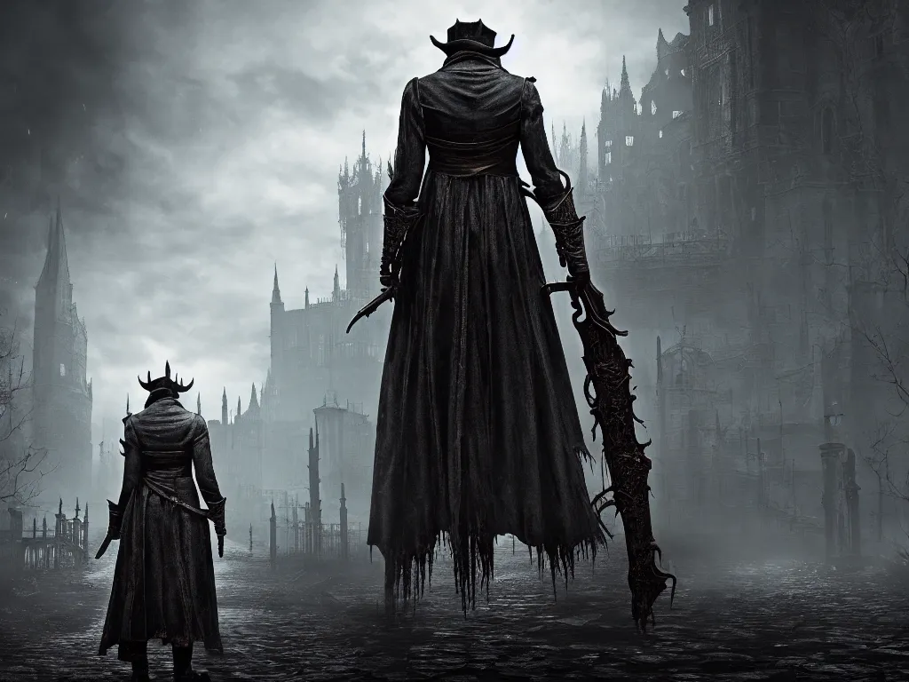 Image similar to bloodborne 2, dark, nighttime, victorian england style, horror, grotesque, serene, haunting, heavy atmosphere, claustrophobic, insanity, High Definition detail, 8K