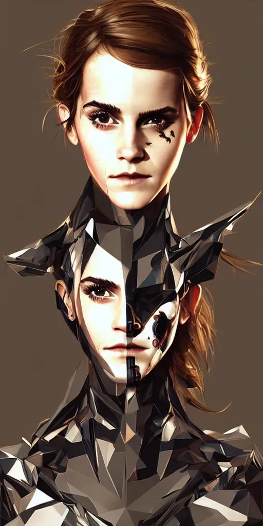 Prompt: fully body fashion model beautiful emma watson wearing military armor long dark hair beautiful bone structure symmetrical facial features intricate elegant digital painting concept art smooth sharp focus illustration from Metal Gear by by Sandra Chevrier by Ruan Jia and Mandy Jurgens by Artgerm by William-Adolphe Bouguerea