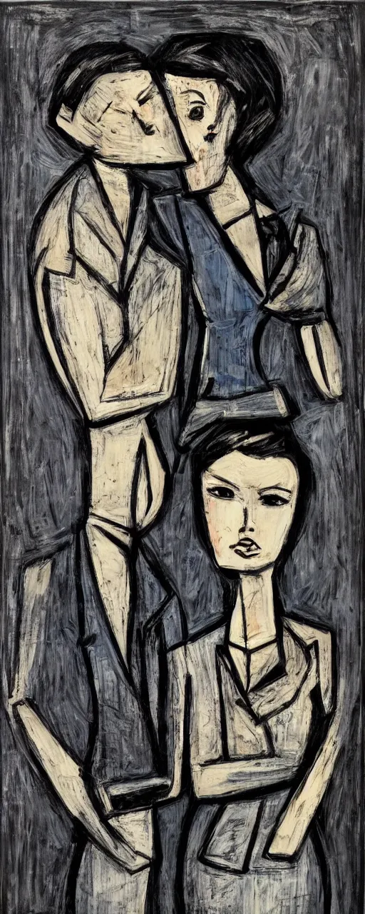 Prompt: best friends forever, by bernard buffet, 8 k, trending on artstation