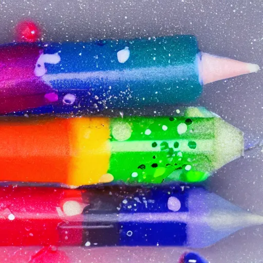 Image similar to studio photograph of crayola markers leaking all over a white studio background, studio lighting, high quality, enhanced, product image, hd, 8k