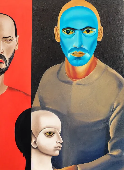 Image similar to high quality detailed painting by francesco clemente, keanu reeves