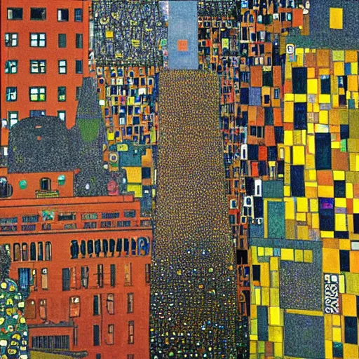 Image similar to downtown new york painting by klimt