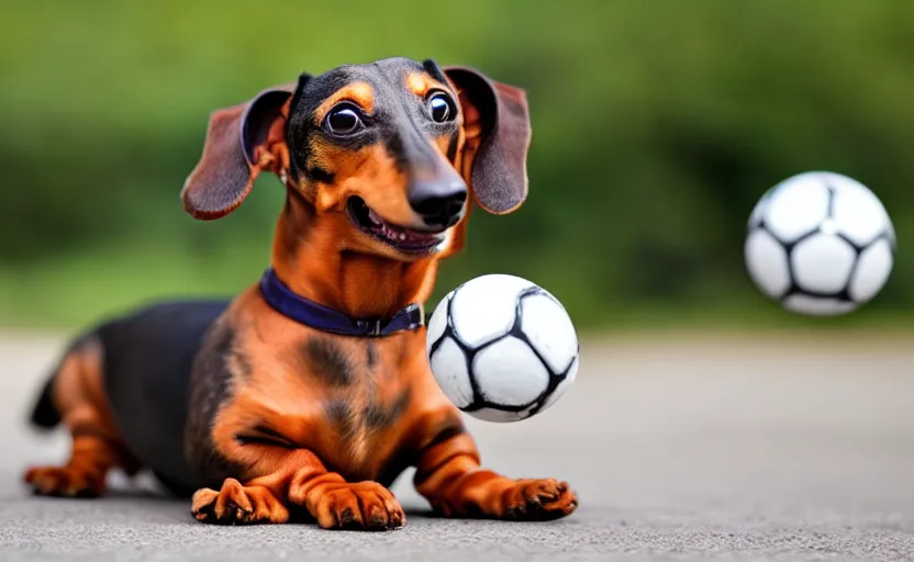 Image similar to happy dachshund catching a ball