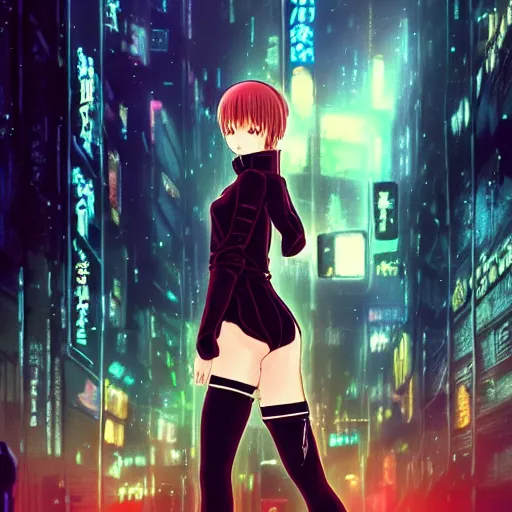 Image similar to an anime cute girl in blade runner 2047
