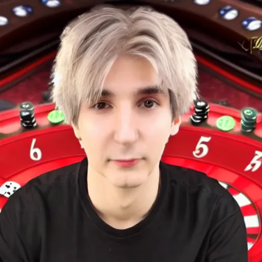 Image similar to handsome xqc gambling : : realistic : : 1 dslr : : 1 - - quality 2