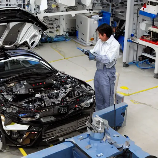 Image similar to robot mechanic working on a Toyota Corolla SE 2011