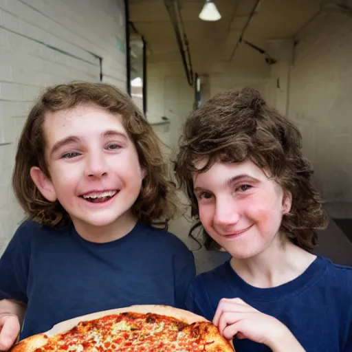 Image similar to anna forsterling and saul bromberger, pulitzer, photorealistic / kids in nowhere eat pizza