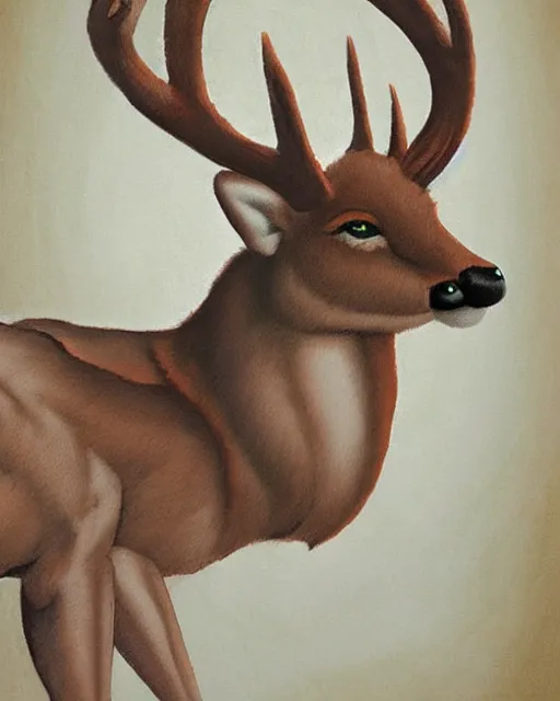 Prompt: Michelangelo painting of a furry deer character, trending on FurAffinity