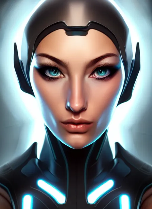 Prompt: portrait of a cyborg woman by Artgerm, (((((face turns left!!!!!))))) (((((face turns right))))), open eyes , biomechanical, hyper detailled, trending on artstation