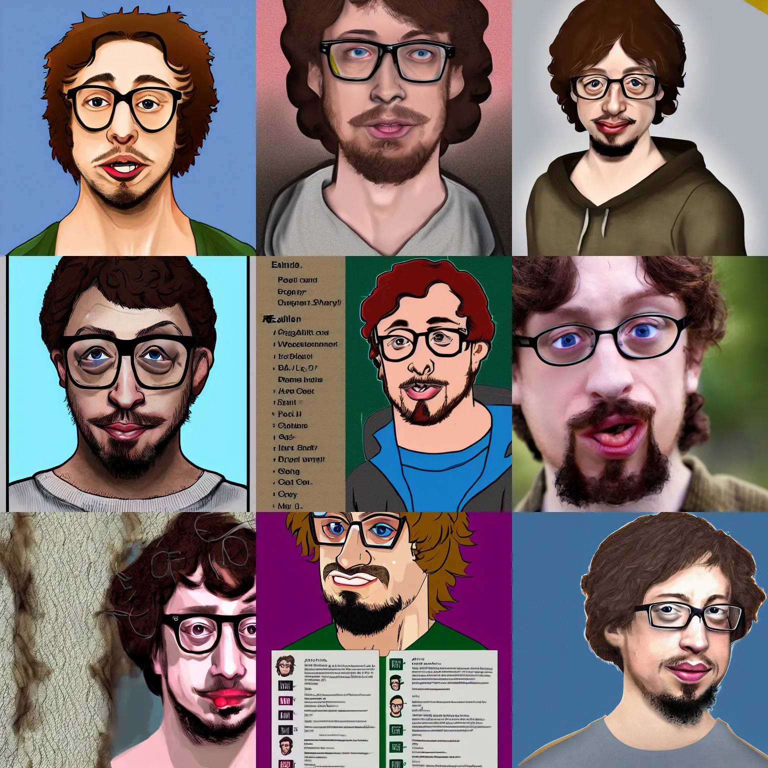 Prompt: a sam hyde character reference sheet, high - resolution, trending on weasyl