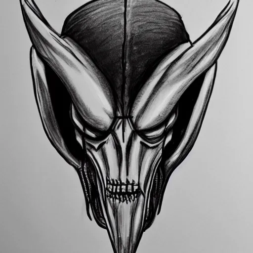 Image similar to a pencil sketch of a xenomorph alien wearing a cowboy hat, white background, fine detail, black and white